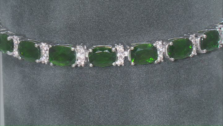 Green Chrome Diopside Rhodium Over Sterling Silver Bracelet 17.88ctw Video Thumbnail